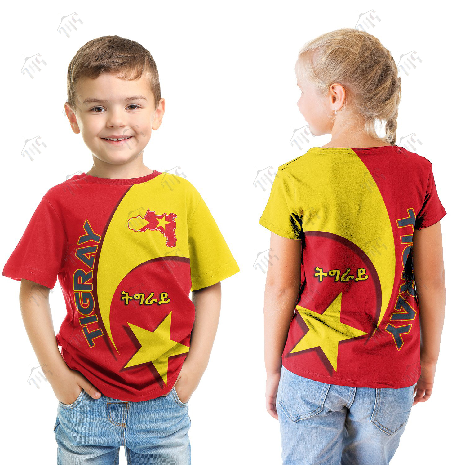 Tigray 3D Star T-Shirt For Boys / Girls | Half Sleeves