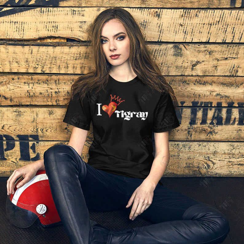 I Love Tigray T-Shirt Black For Women | Half Sleeves